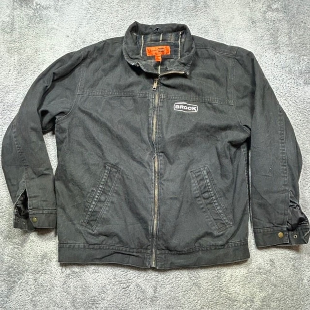 CornerStone Work Jacket Men's XL Black Quilted Canvas Coat Workwear BROCK LOGO